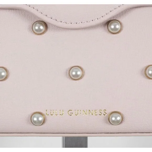 New Lulu Guinness bag pearl leather QUEENIE handbag pink studded - Picture 12 of 13
